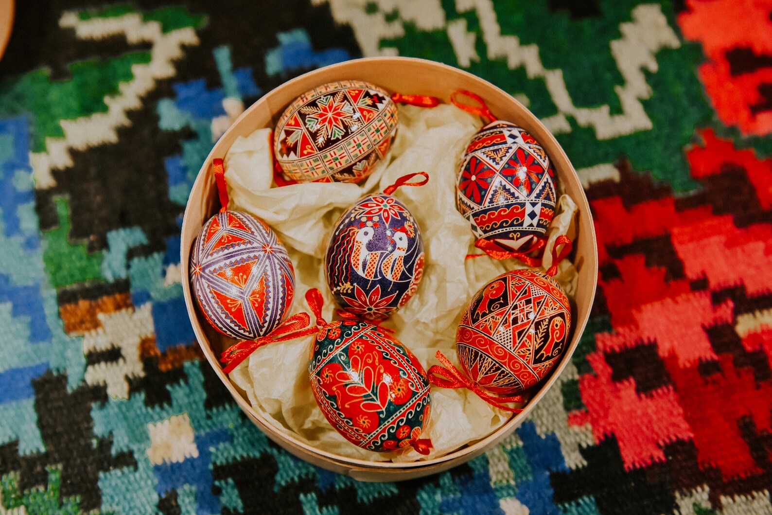 Traditional Ukrainian Pysanka Set - 6 Real Chicken Eggs