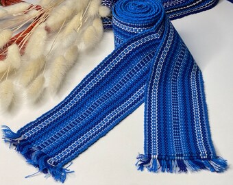 Blue Ukrainian Krajka Hutsul Belts Wide Woven Belt Hand  display picture 3