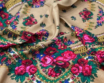 Ukrainian scarf shawl, Traditional giftsEasterfor women, bohemian scarf flower, Big Folk Scarf, Large Ukrainian Ethnic, Ukraine seller