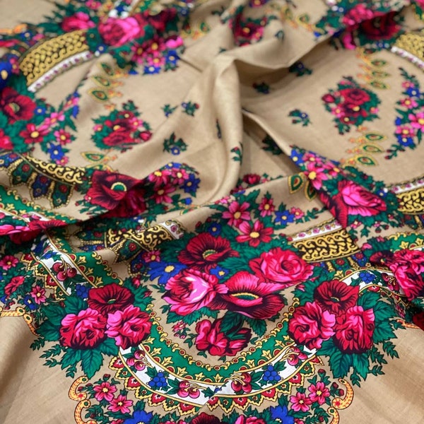 Ukrainian scarf shawl, Traditional giftsEasterfor women, bohemian scarf flower, Big Folk Scarf, Large Ukrainian Ethnic, Ukraine seller