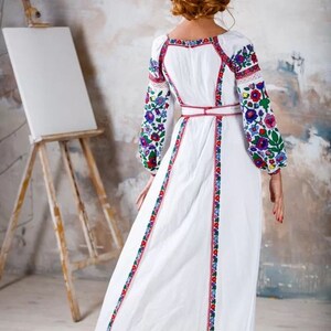 2024 White Wedding Embroidered Linen Dress vyshyvanka dress Boho, Gift for Her, Gift for Wife Women,Ukrainian folk, Lengen Kleed,Christmas image 10