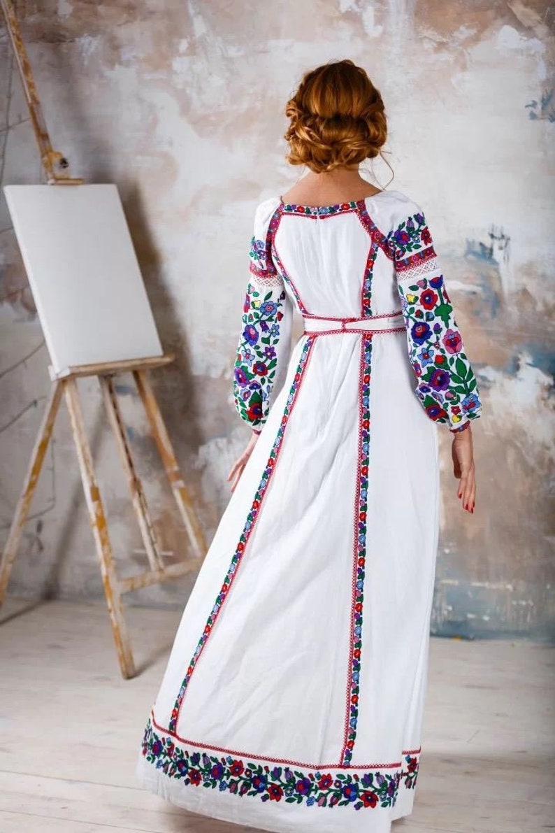 2024 White Wedding Embroidered Linen Dress vyshyvanka dress Boho, Gift for Her, Gift for Wife Women,Ukrainian folk, Lengen Kleed,Christmas image 10
