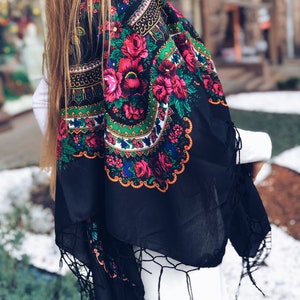 Ukrainian scarf shawl, Traditional giftsChristmas for women, bohemian scarf flower, Big Folk Scarf, Large Ukrainian Ethnic, Ukraine seller image 3