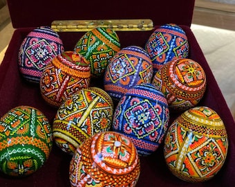 Set 50 wooden Handpainted eggs ornament eggs, Ukraine souvenir gift Handmade shabby chic Ukrainian traditional pysanky home decor eggs