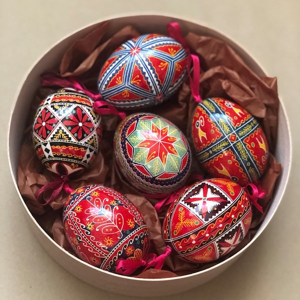 SET! 6 Eggs Pysanka, Real Ukrainian Pysanky Chicken  High Quality Easter Egg Hand made Easter Eggs traditional Ukrainian, Gift for Easter