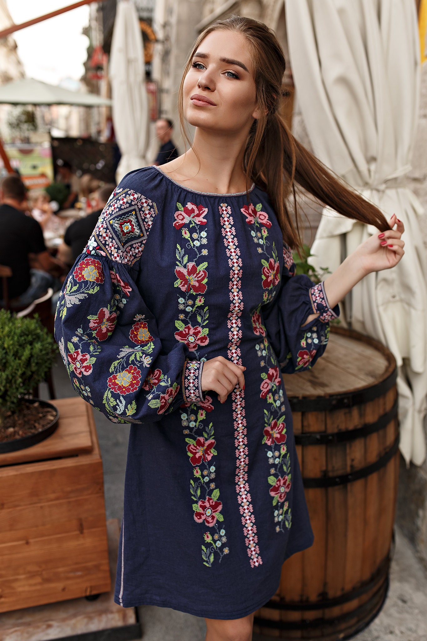 Blue Embroidered Dress Ukrainian Vyshyvanka Dress. Embroidered Dress,gift  for Her. Gift for Wife.ukrainian Folk Dress, Linen Dress - Etsy