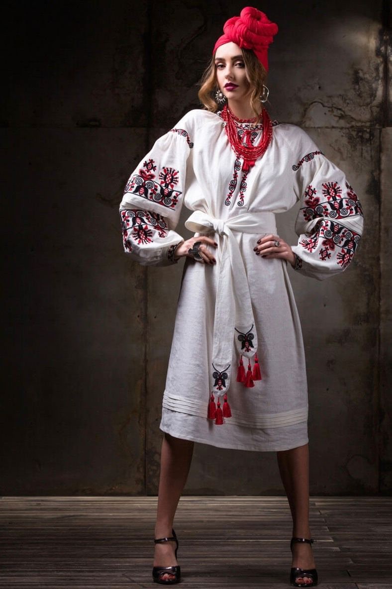 ukrainian embroidered dress White vyshyvanka Dress Boho. Gift for Her. Ukrainian Wedding Dress Ukrainian folk Dress. Linen Dress Soft Made in Ukraine HAND embroidery Linen Woman HAND