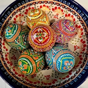 Set 6 Easter Wooden Eggs With Wooden Box, Ukrainian Traditional Pysanky ...