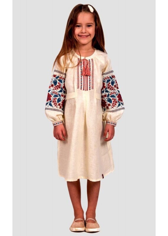 green emerald velvet dress Ethnic Embroidered White Tunic Dress Boho Ukrainian Vyshyvanka XL / Navy / Knee main image 1