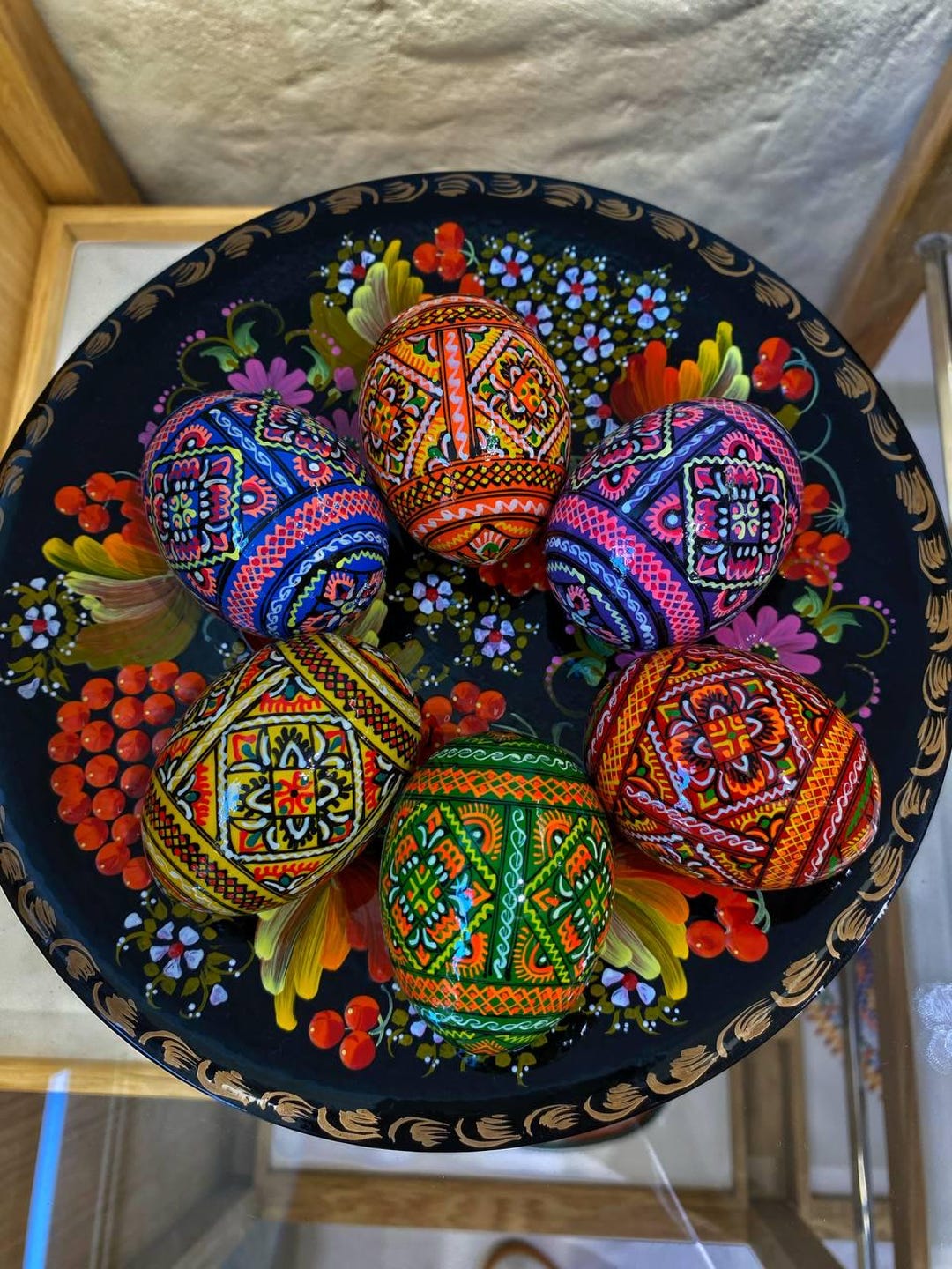 Set 6 Easter Wooden Eggs, Handmade Gift Ukrainian Traditional Pysanky ...