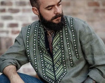 2023 Green Ukrainian Shirt for Men. Linen Shirt Men's - Etsy Canada