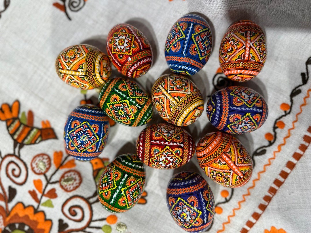Set 18 Ukrainian Pysanka Egg Pysanky Eggs Hand Painted Wooden Easter ...