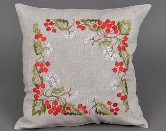 Embroidered Pillowcase 40 * 40 СМ, Linen pillowcase, Floral Home Decor Organic pillowcase Bright embroidery , Gift for motherValentine's Day