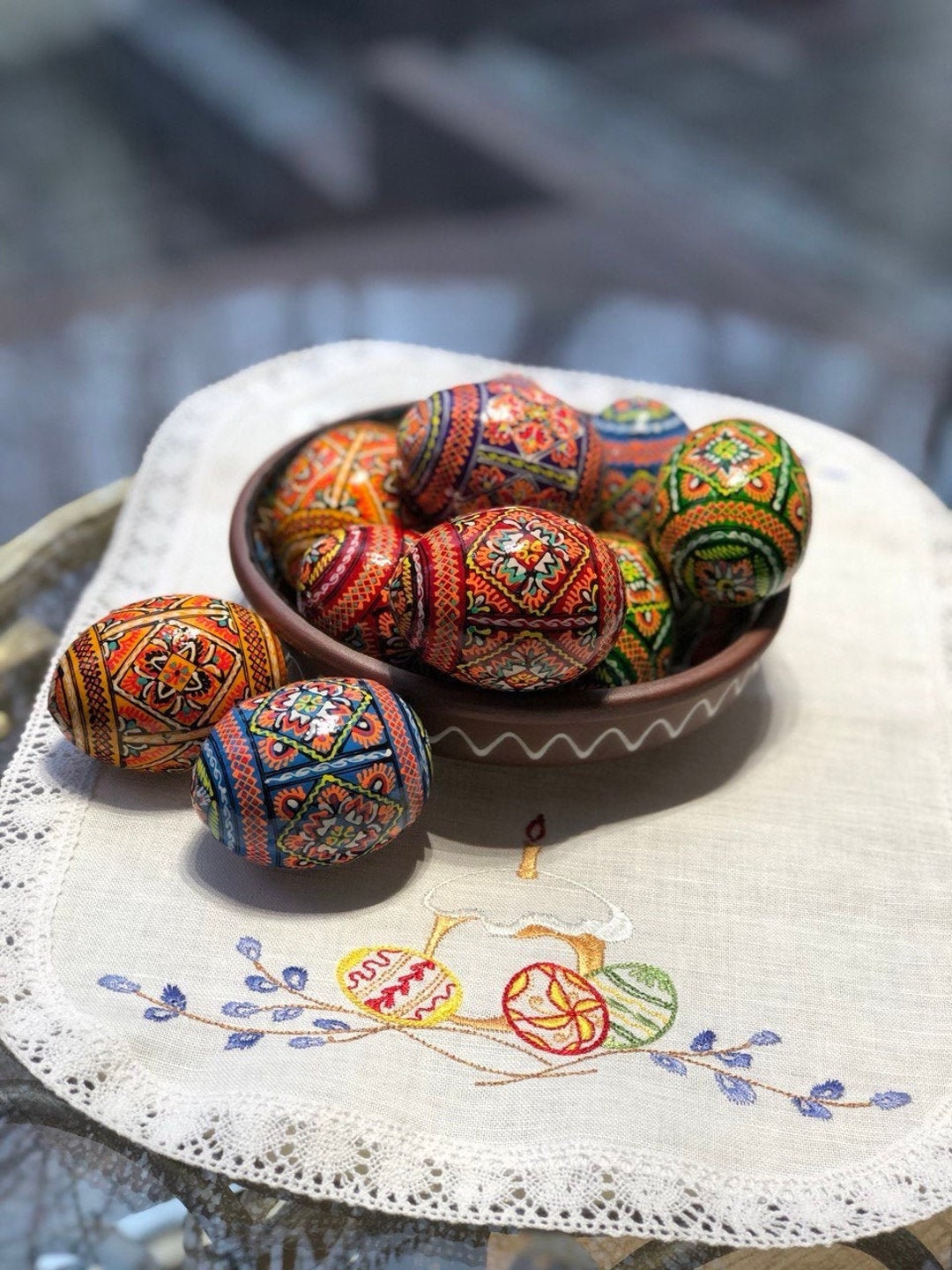 Set 6 Easter Wooden Eggs, Ukrainian Traditional Pysanky, Hand Painted ...