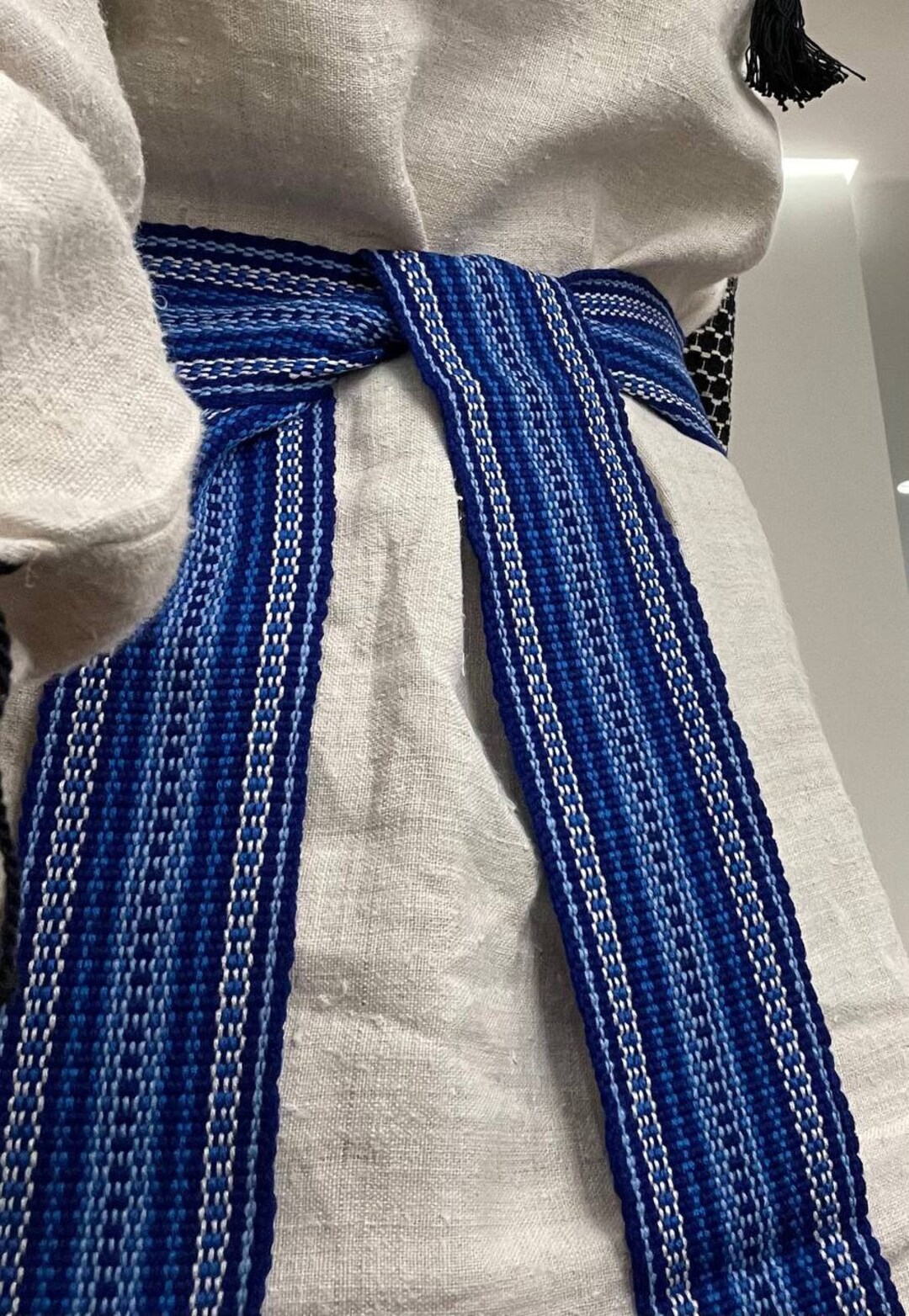 Blue Ukrainian Krajka Hutsul Belts Wide Woven Belt Hand  display picture 1