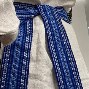 Blue Ukrainian Krajka Hutsul belts Wide woven belt Hand crafted Cossack sash waistband Folk Ethnic, Ukraine seller Slavic Unisex medieval