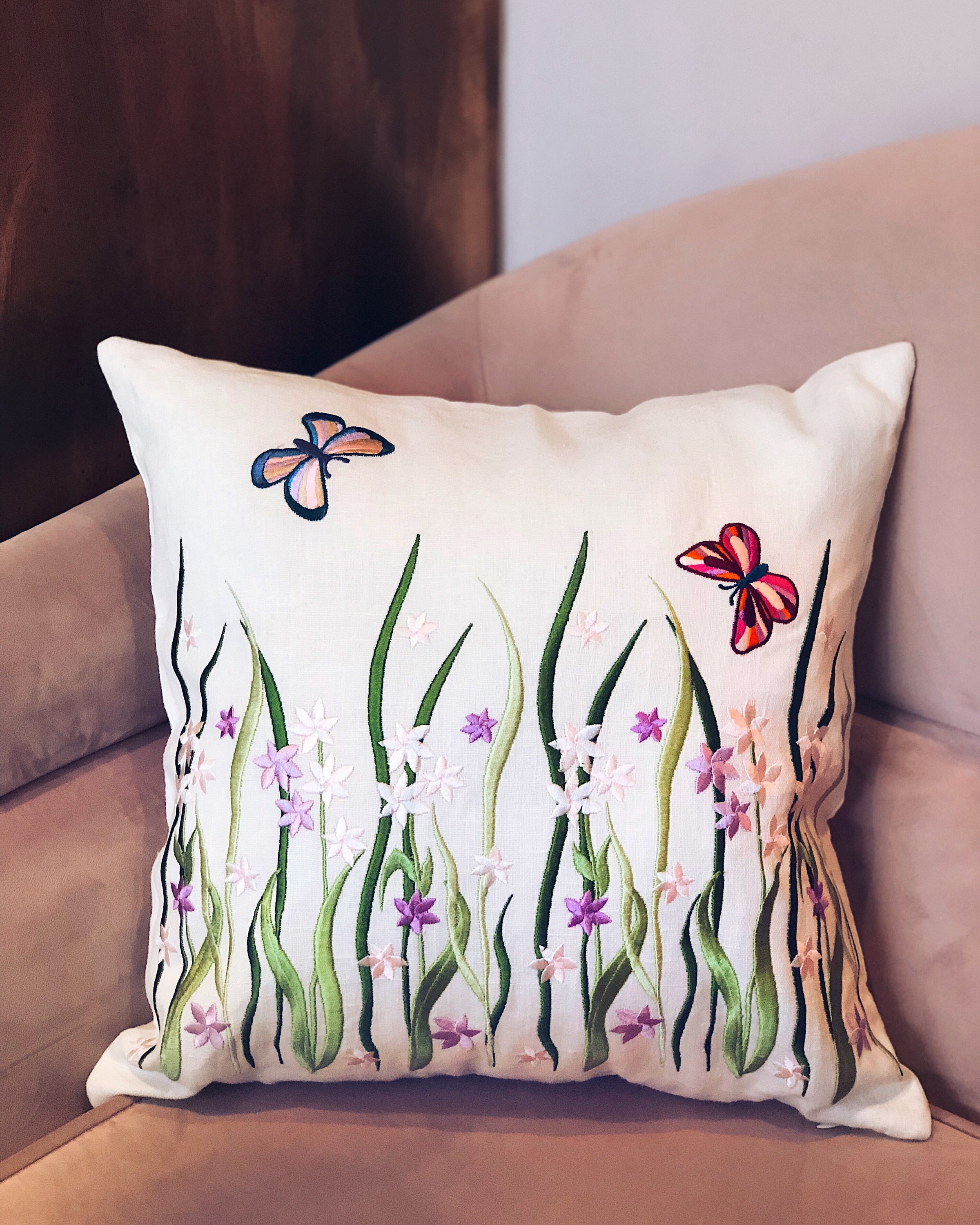 Embroidered Pillowcase 40 40 СМlinen Pillowcase Home Decor Etsy UK