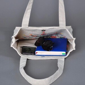 Embroidered linen bag, Linen bag, Organic bag  Bright embroidery, Gift for mother ,Her, Flower beach bag, Summer tote bag