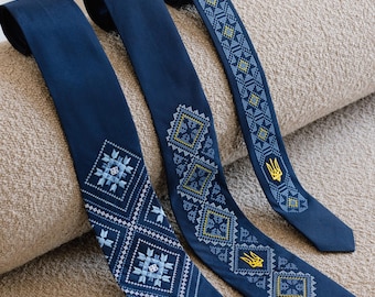 Ukrainian Classic tie with embroidery for men. Embroidered tie,Men&#39;s embroidered tie,Gift for Him Tie,Bow,Ukrainian style gift for husband
