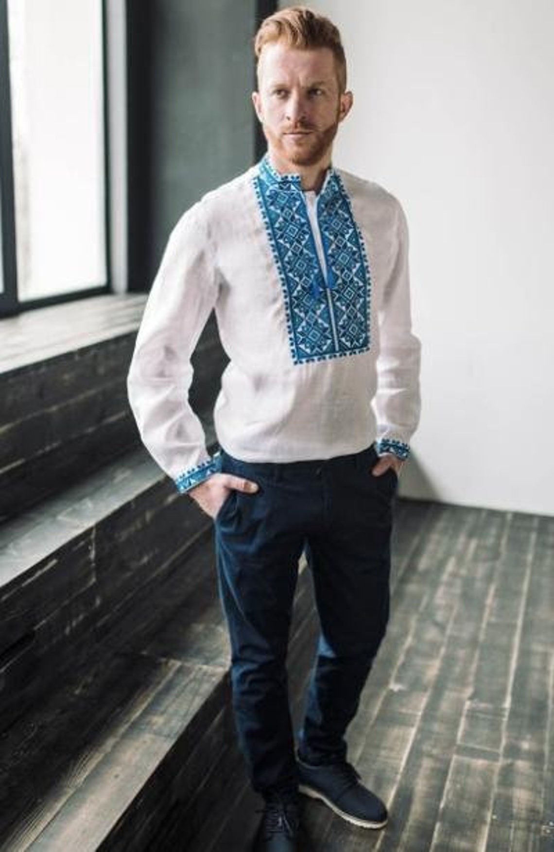 Men's Embroidered Shirt Ukrainian Linen Shirt Etsy