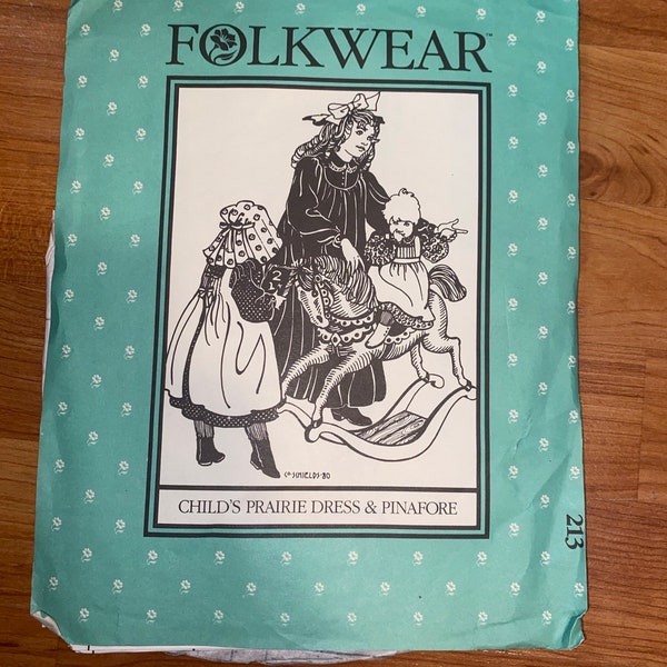 Folkwear 213 Child's Prairie Dress Pinafore and Sunbonnet, Child's sized Costume Pattern, Historical Reenactment Pattern