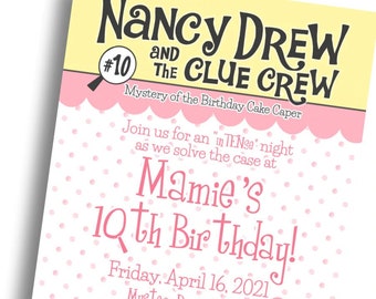 Nancy Drew Mystery Dinner Birthday Invitation