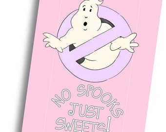 No Spooks Just Sweets Gift Tag - Pink / Purple