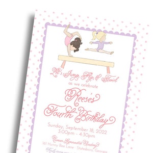 Gymnastics Tumbling Birthday Invitation