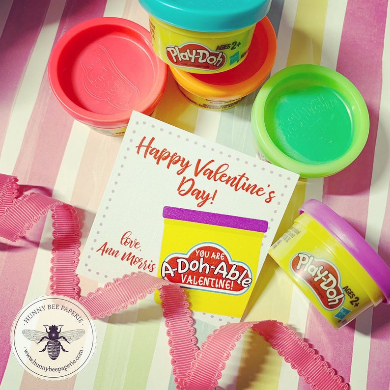 Personalized Valentine's Day Play-Doh Gift Tag School | Etsy