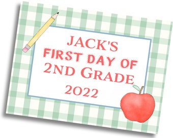 Personalized First Day of School · Digital File Only - Apple & Pencil