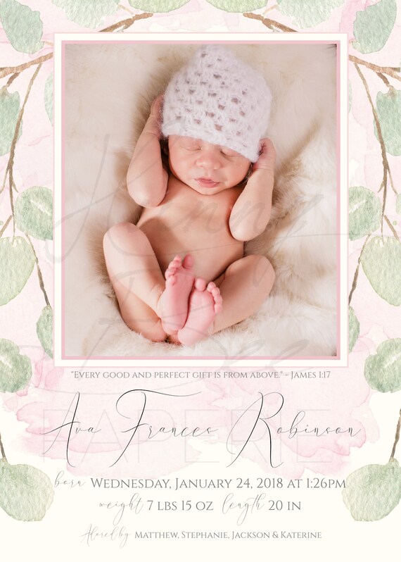 watercolor birth announcement