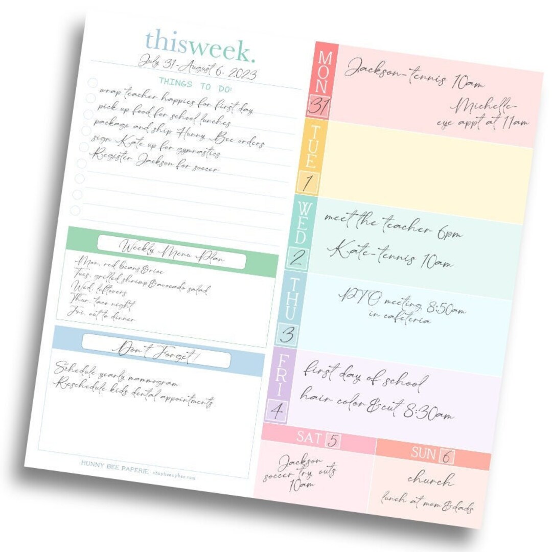 Weekly Task Notepad - Etsy