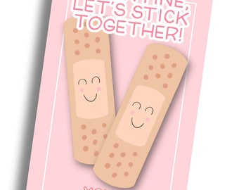 Bandaid Stick Together Valentine Tag