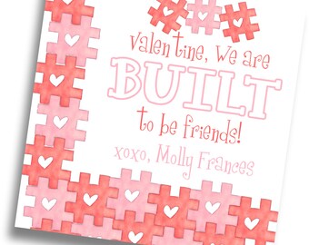 Built to be Friends Valentine Card - Pink/Red