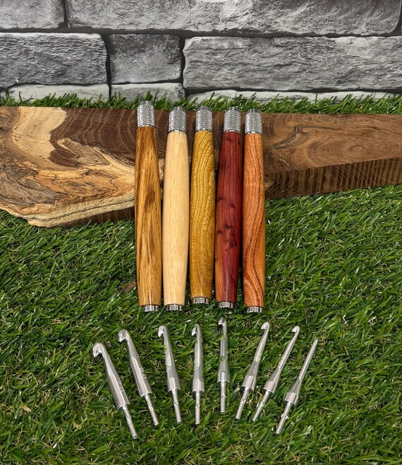 Interchangeable Crochet Hook Set - UK Crafted Handle, Sizes 3mm-7mm, Handmade