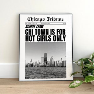 Chicago Digital Wall Art Print Trendy Wall Art Rétro Journal Headline Decor, Chi Town Esthétique Y2K Wall Art Dorm Decor TÉLÉCHARGEMENT NUMÉRIQUE