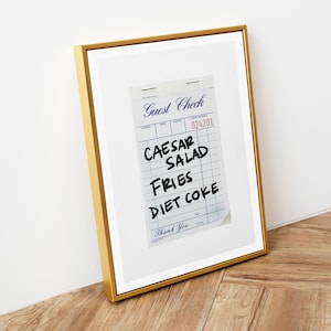 Girl Dinner Guest Check Wall Art Print, Cute Trendy Wall Art, Minimalist Decor Art Poster Dorm Decor Printable Art DIGITAL DOWNLOAD
