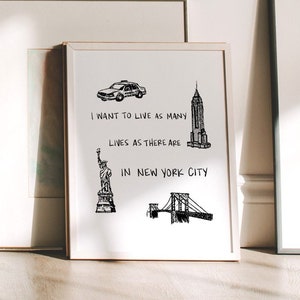 New York City Art Print Minimalist NYC Wall Art, Trendy Wall Art, Retro Decor, Nyc Aesthetic, Dorm Decor Printable Art DIGITAL DOWNLOAD