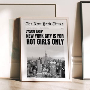 New York City Digital Wall Art Print Trendy Wall Art Retro Newspaper Headline Decor, NYC Aesthetic Y2K Wall Art Dorm Decor DIGITAL DOWNLOAD