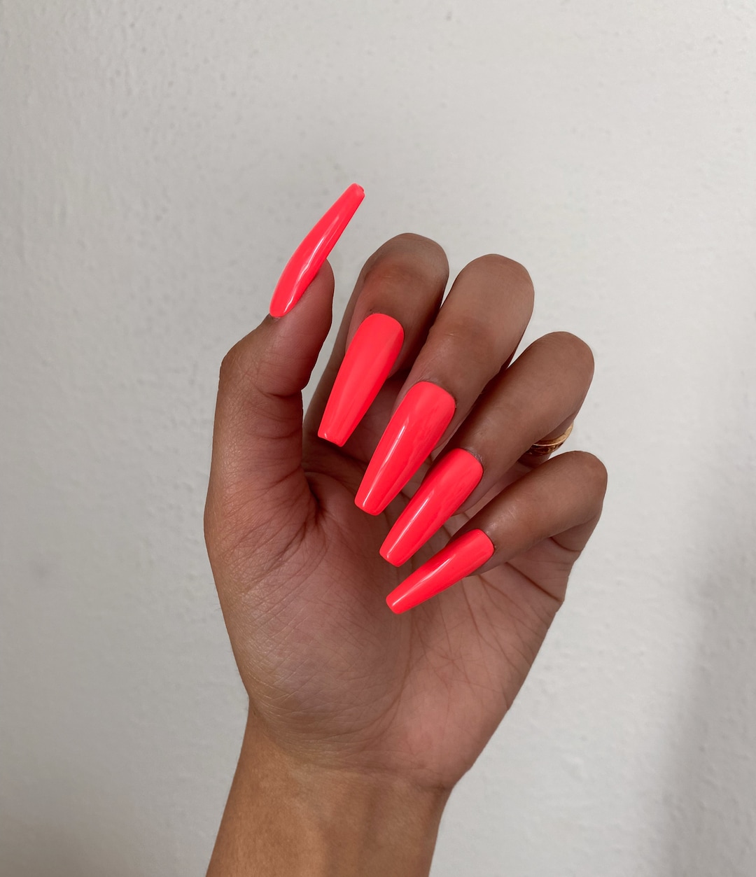 Guava Mama | Handmade Bright Coral Summer Press on Nails