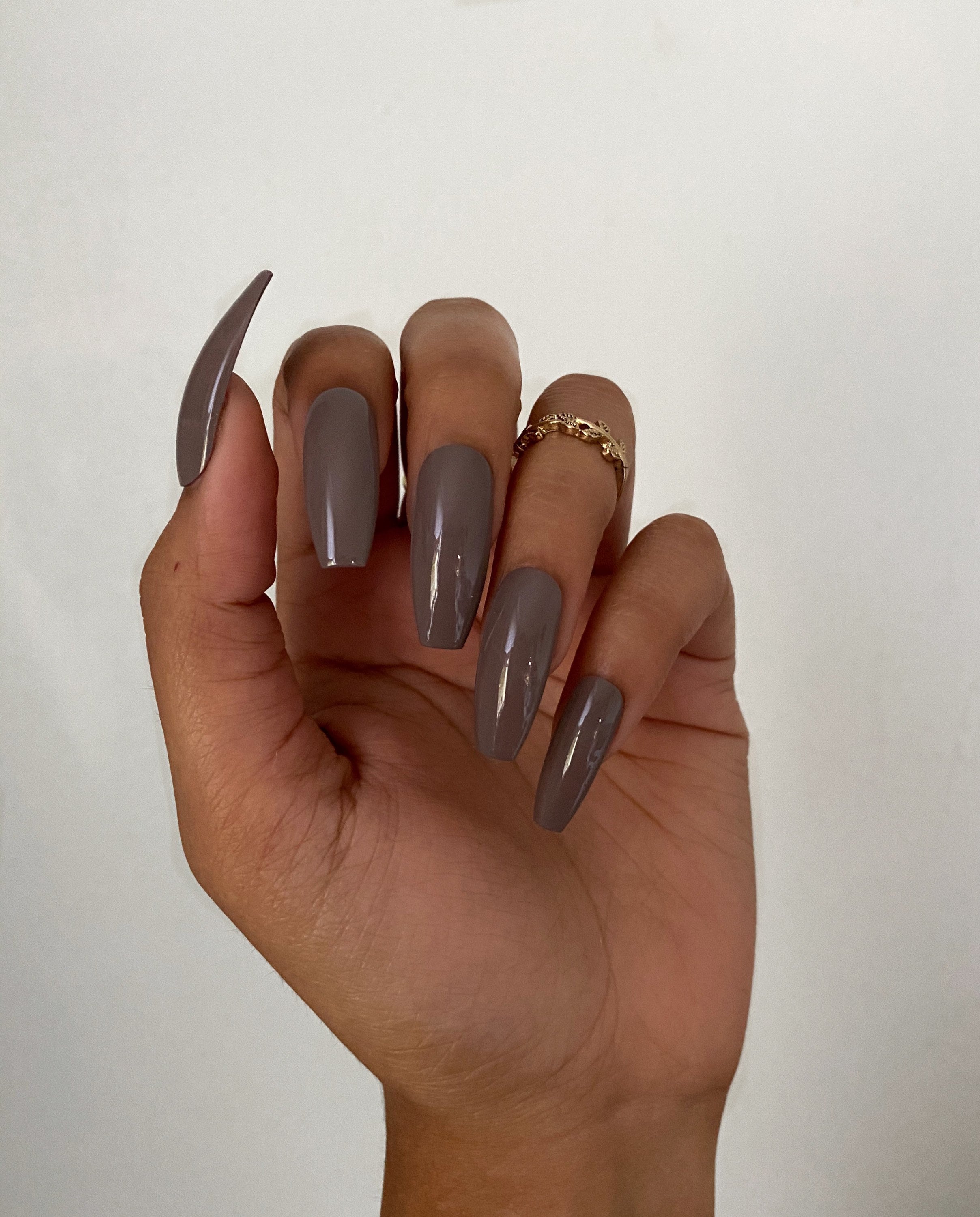 Greige stiletto nails