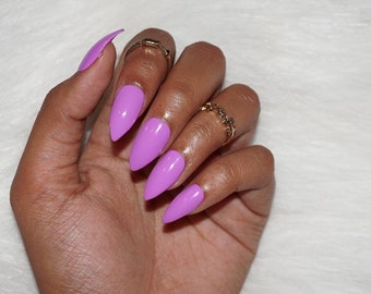 Light Purple Stiletto Press On Nails | Fake Nails | Faux Nails | Glue On Nails | Stiletto, Coffin, Almond, Round, Square