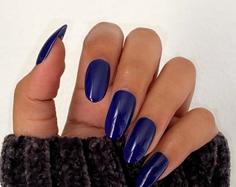 Chic Fall Navy Blue Coffin/Ballerina Shape Press On Nails | Fake Nails| Faux Nails