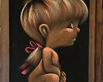 Vintage 1970's black velvet Castillo painting