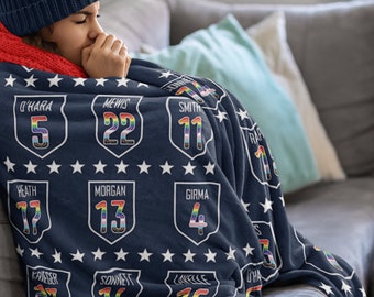 USWNT Pride-deken / voetbaldeken dames / Megan Rapinoe / Alex Morgan / damesvoetbal Verenigde Staten / Amerikaans voetbal / voetbalcadeau