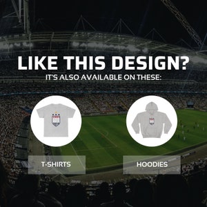 Puede incluir: Una camiseta gris y una sudadera con capucha gris con un gr&aacute;fico azul y rojo de un bal&oacute;n de f&uacute;tbol con el texto "1991 1999" en &eacute;l. El texto "LIKE THIS DESIGN?" est&aacute; en la parte superior de la imagen. El texto "IT'S ALSO AVAILABLE ON THESE: " est&aacute; debajo del texto "LIKE THIS DESIGN?" El texto "T-SHIRTS" est&aacute; debajo de la camiseta y el texto "HOODIES" est&aacute; debajo de la sudadera con capucha.