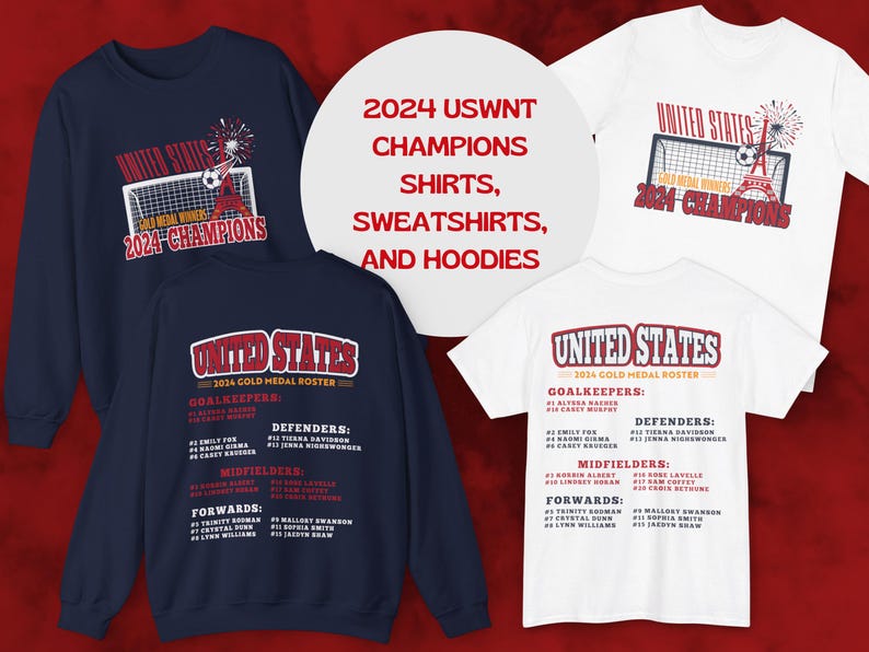 Maglia medaglia d'oro USWNT 2024 / USA Soccer / Giochi 2024 / Maglia Sophia Smith / Maglia USWNT per bambini / Calcio femminile / Mallory Swanson immagine 1