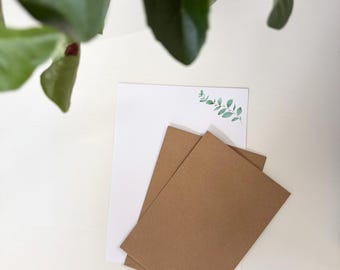 Stationery Set | Letter Writing Paper | 10 sheets | 5 Kraft Envelopes