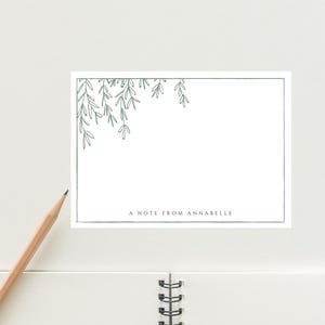 Leafy Green | Flat Note Cards | Personalised Minimal Stationery | Floral Stationery Set | Birthday Gifts | Write Letters