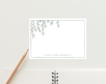 Leafy Green | Flat Note Cards | Personalised Minimal Stationery | Floral Stationery Set | Birthday Gifts | Write Letters